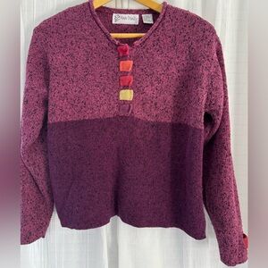 Ann Trinity. Cotton sweater. Rare color-blocked design with pink & purpl…